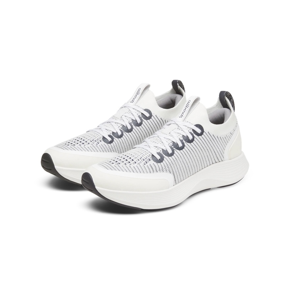 allbirds White and Gray Knit Athletic Sneakers
